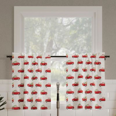 Кухонная занавеска Christmas Pickup Truck Semi-Sheer