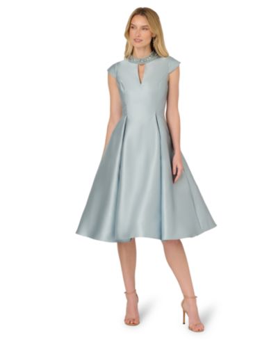Adrianna Papell Women's Keyhole Mikado Midi Dress