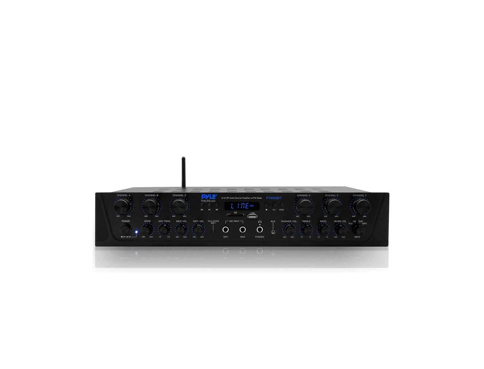 Pyle Bluetooth усилитель для домашнего аудио с FM радио, USB/SD/AUX, 600 Watt