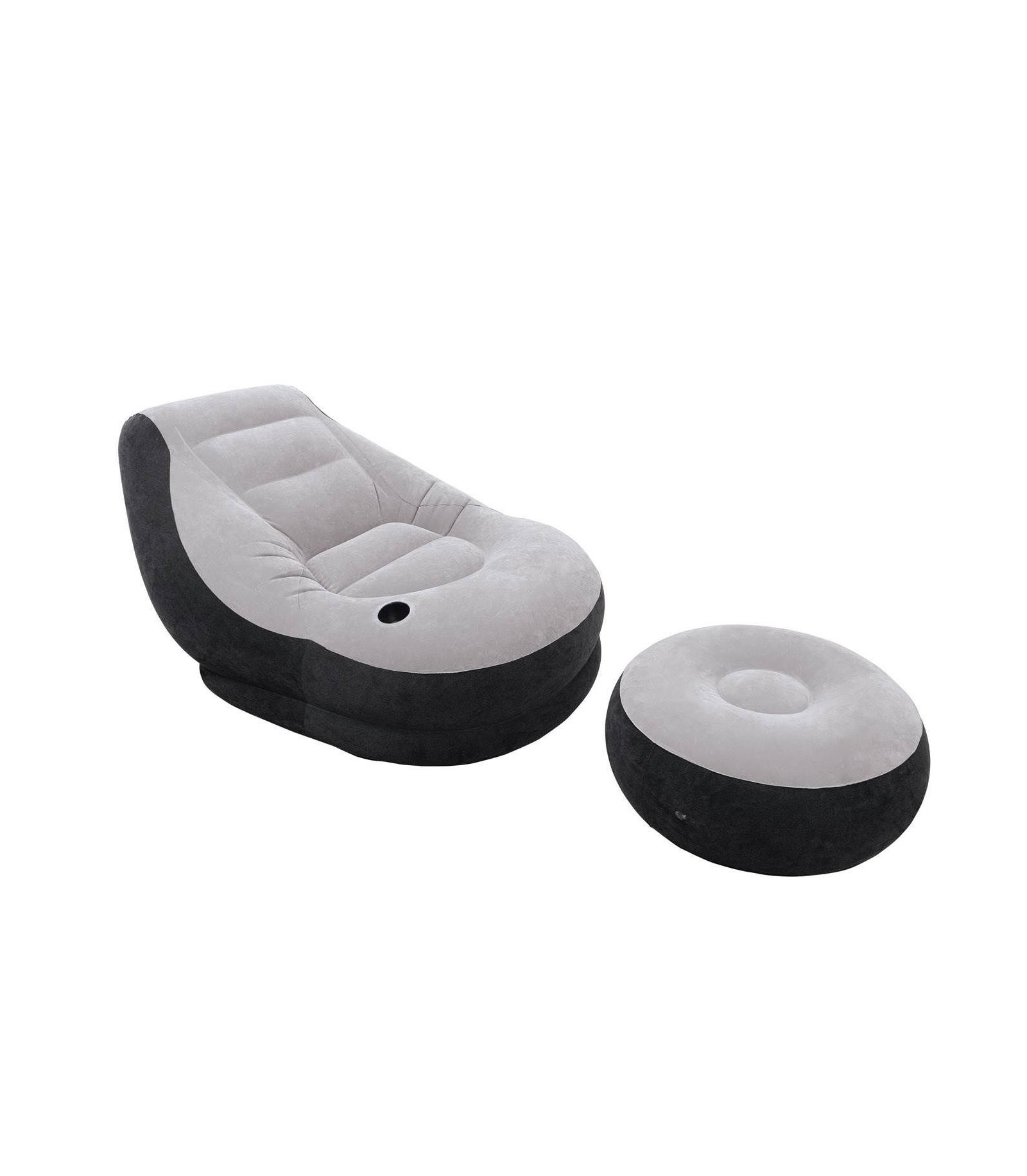 Intex Inflatable Ultra Lounge Chair With Cup Holder And Ottoman Set (2 Pack)