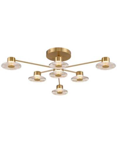 Possini Euro Design Chapman 33 1/2" Modern Semi Flush-Mount Ceiling Light Fixture Kitchen Sputnik 7-Light LED Warm Gold Finish