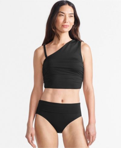 Lands' End Women's Ruched One Shoulder Midkini Top