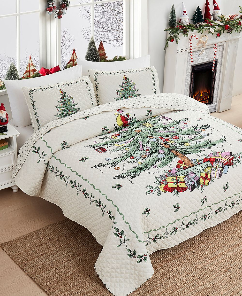 Spode Christmas Tree реверсивный комплект стеганых одеял 3 шт., Full/Queen
