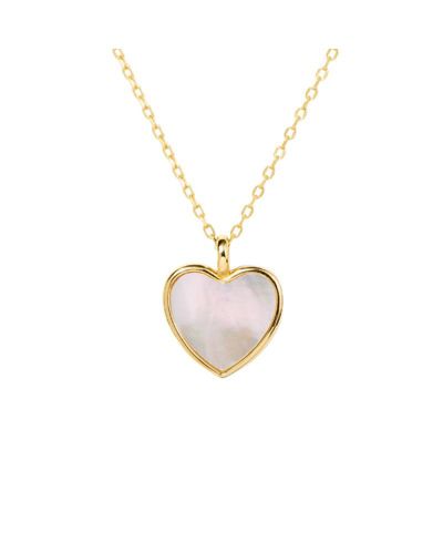 Mother-of-Pearl Heart Pendant Charm Necklace in 14k Gold-Plated Sterling Silver