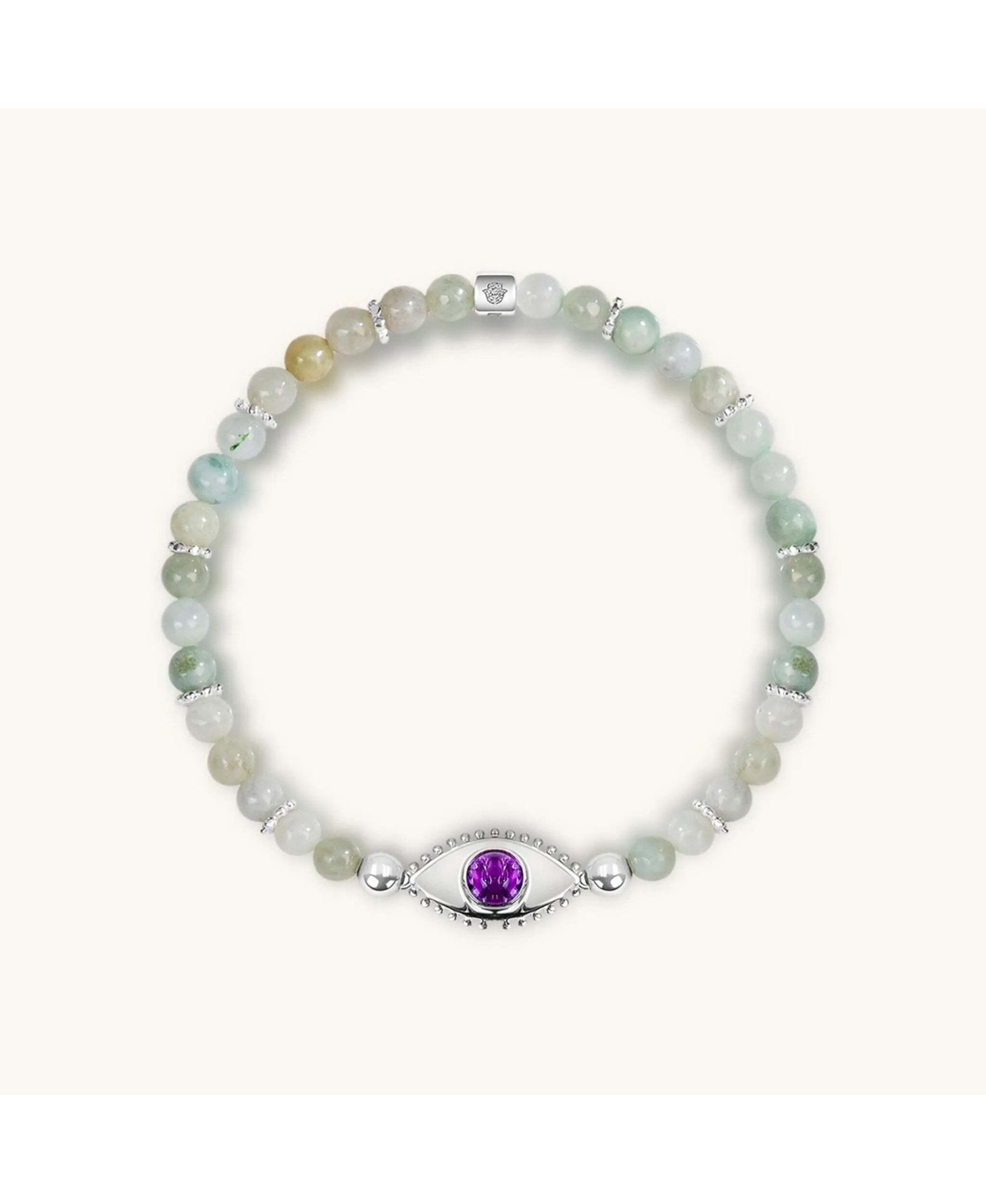 Серебряный браслет Karma and Luck Jade Amethyst Silver Evil Eye Charm