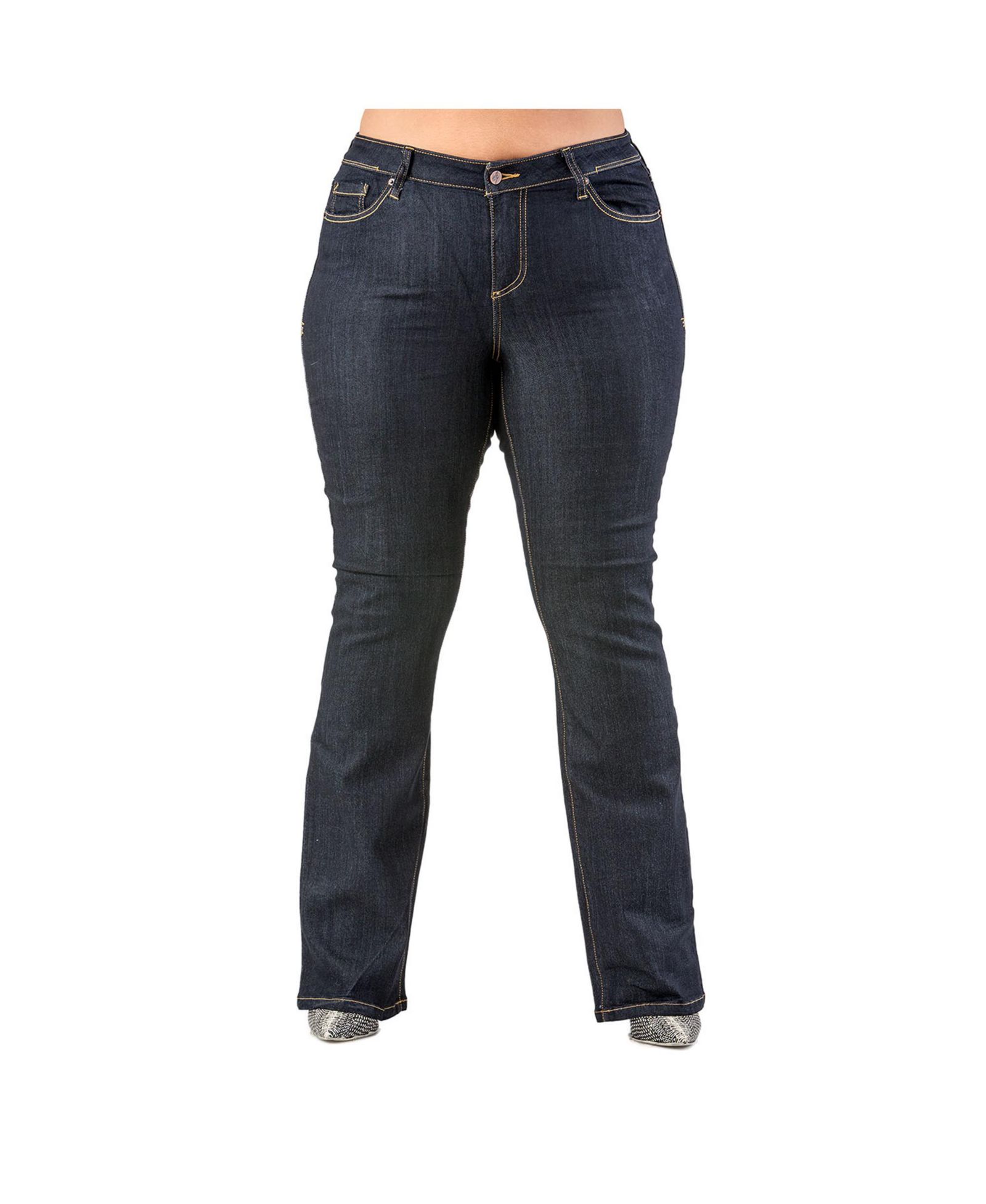 Poetic Justice Women's Curvy Fit Stretch Denim Slim Boot Cut Jeans