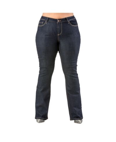 Poetic Justice Women's Curvy Fit Stretch Denim Slim Boot Cut Jeans