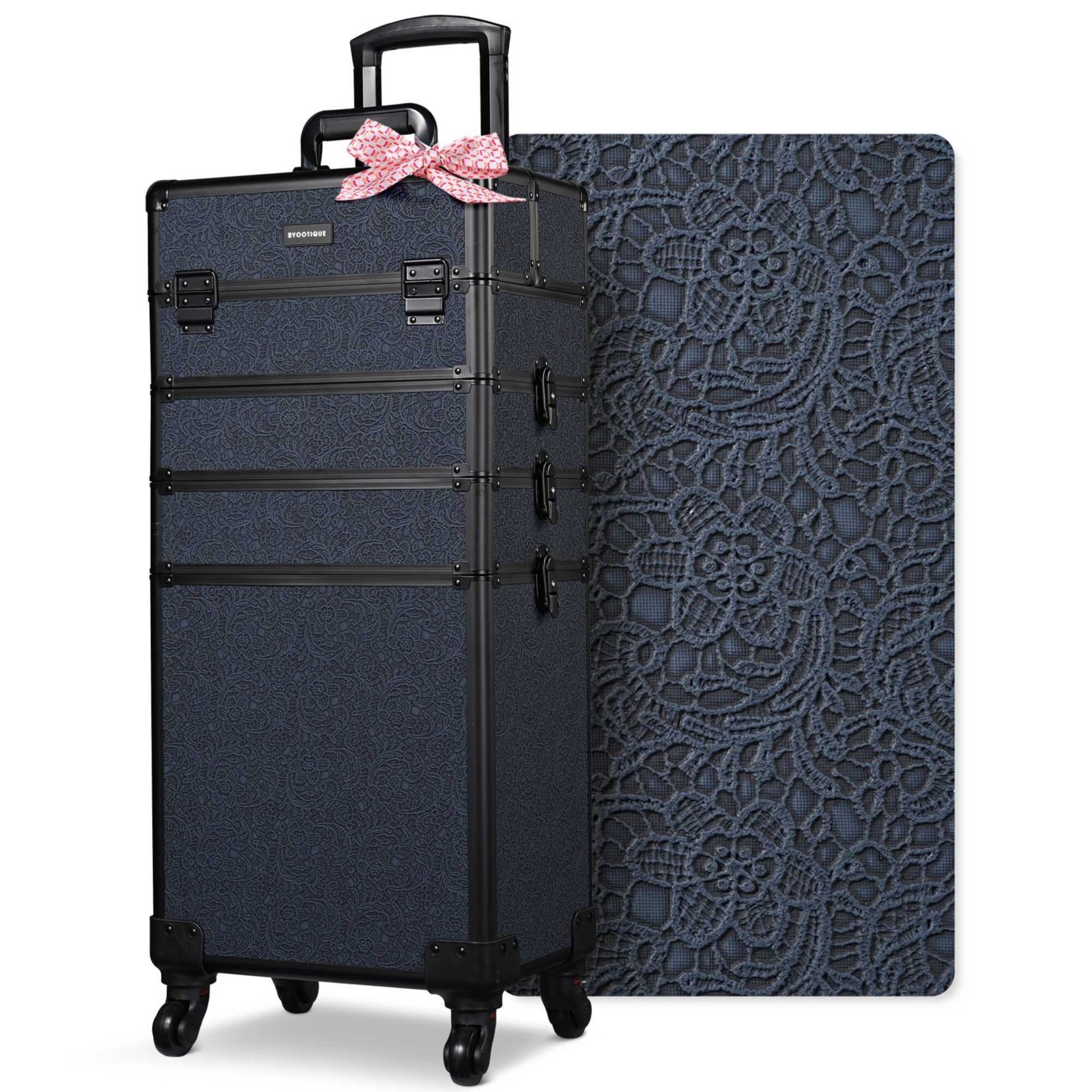 Byootique 4in1 Rolling Makeup Train Case Cosmetic Organizer Rococo Coral