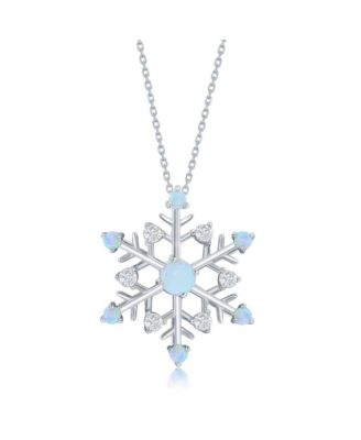 Caribbean Treasures Sterling Silver Synthetic Opal & CZ Snowflake Pendant
