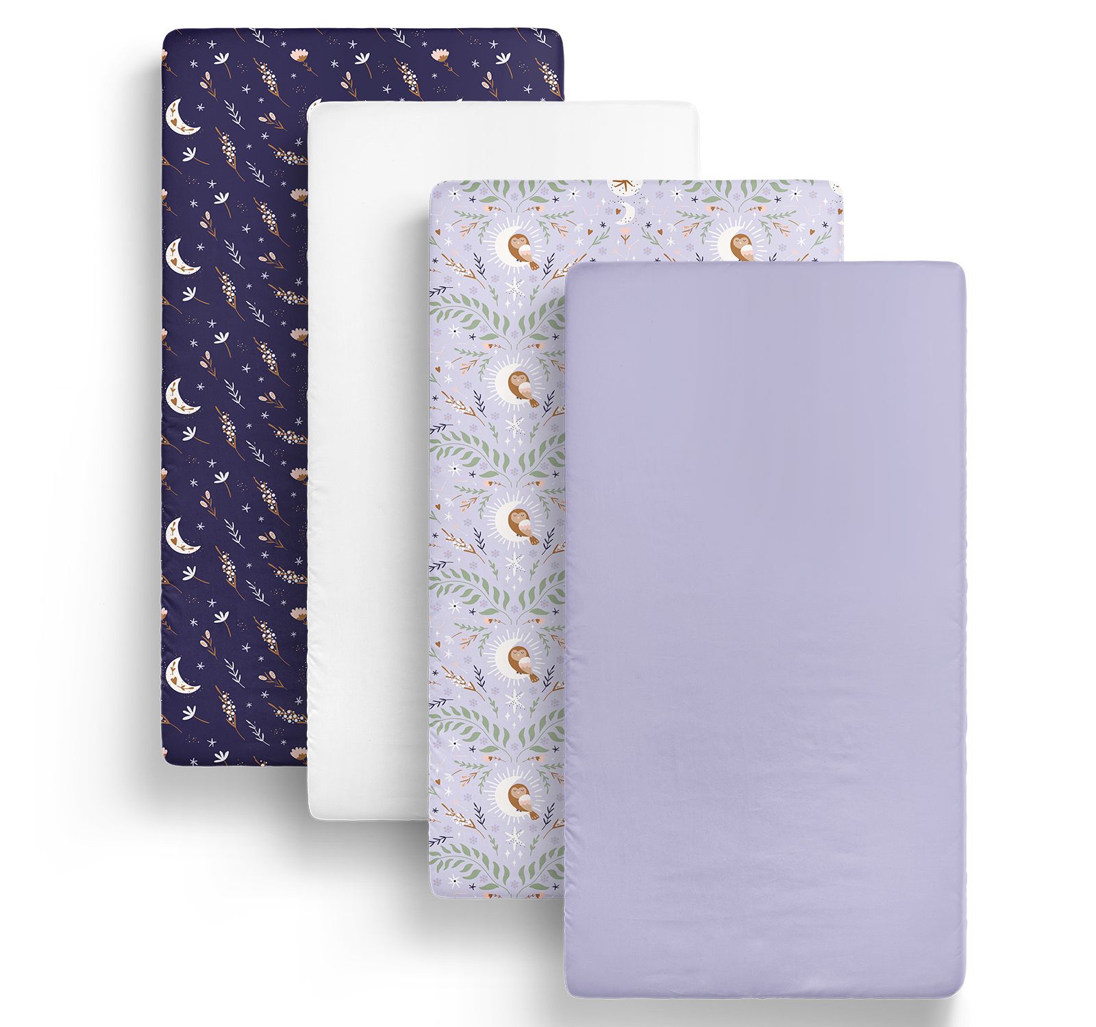 The Peanutshell Lunar Love Microfiber 4 Pack Crib Sheets