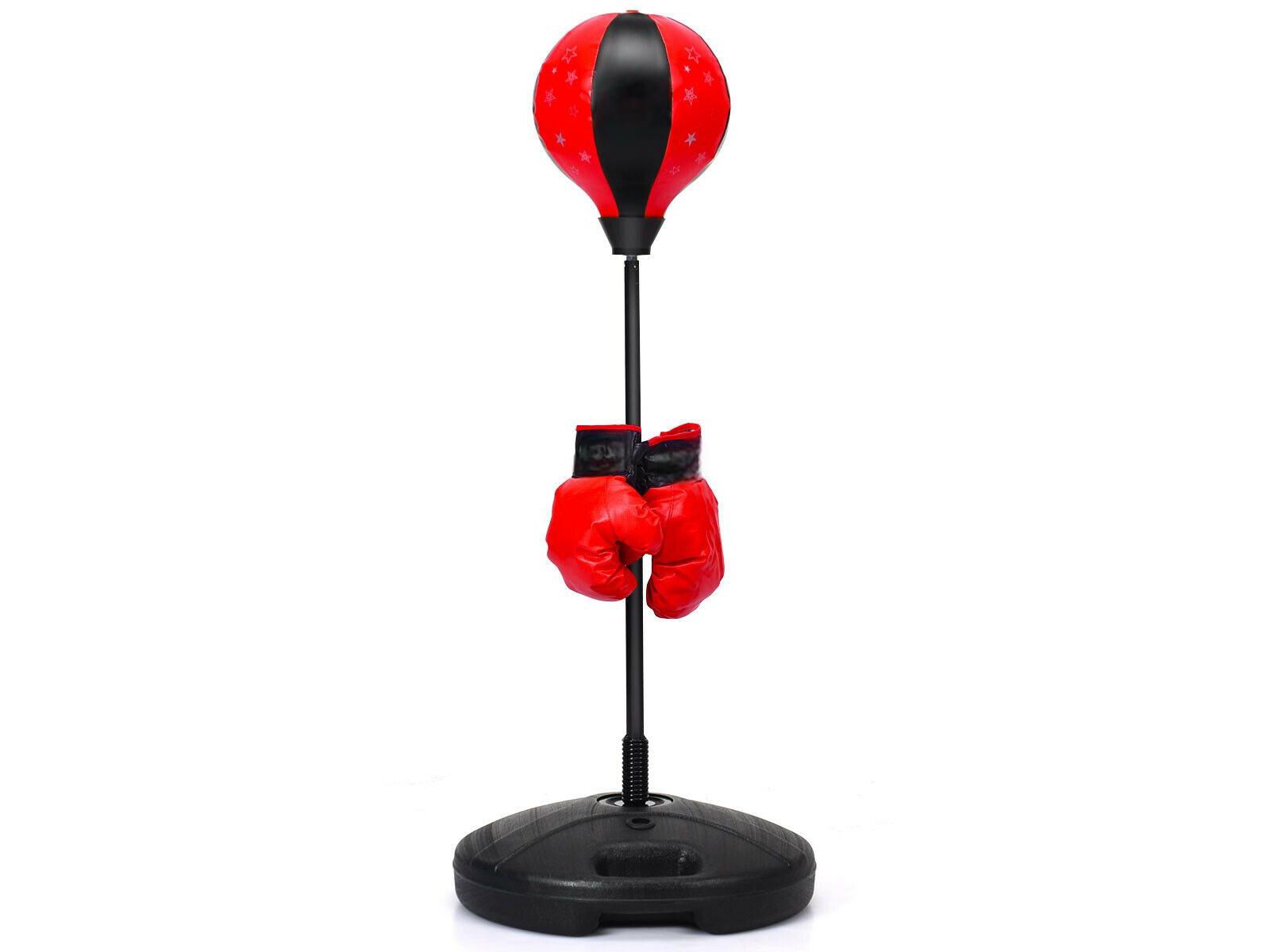 Kids Adjustable Standing Punching Bag Set with Boxing Gloves