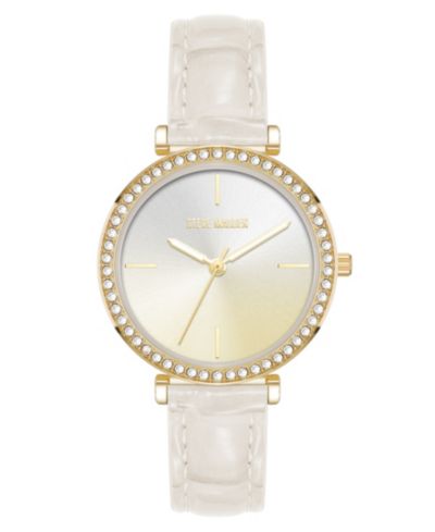 Женские часы Steve Madden White Faux Leather и Gold-Tone Alloy Metal, 35mm