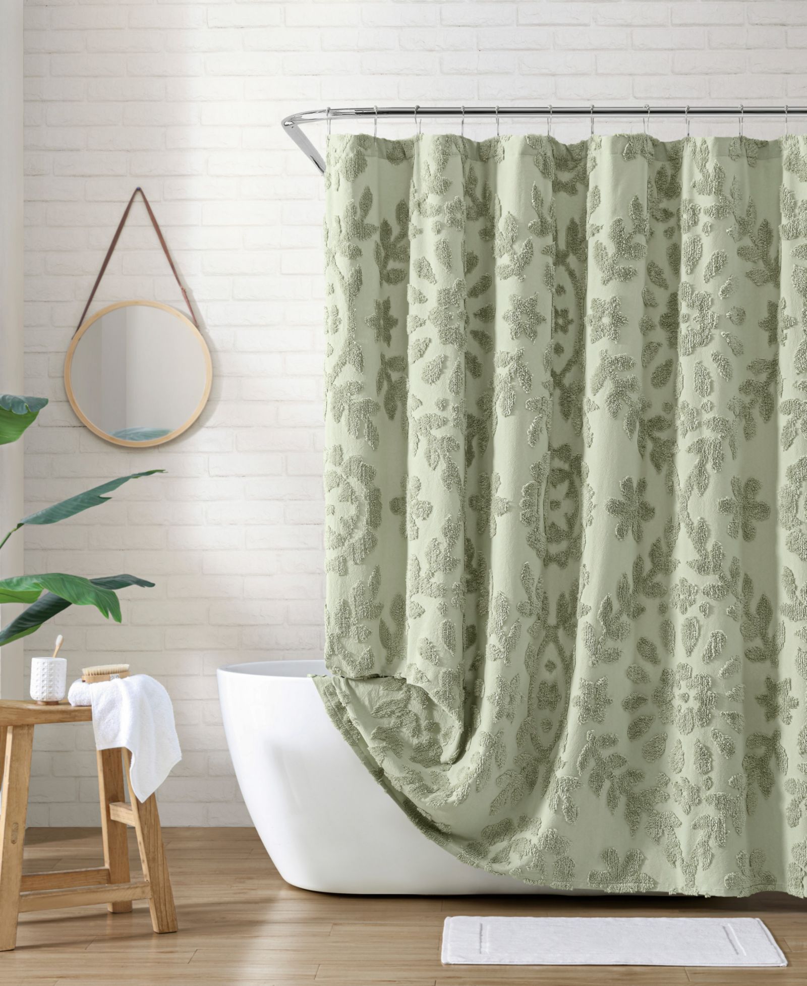 Peri Home Chenille Laurel Cotton Shower Curtain, 72" x 72"