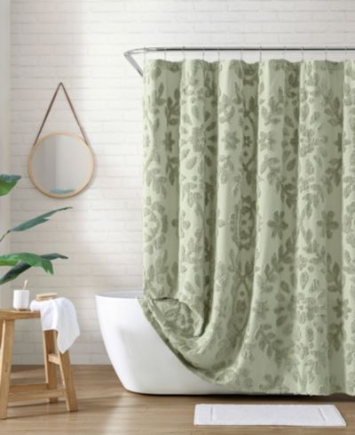 Peri Home Chenille Laurel Cotton Shower Curtain, 72" x 72"
