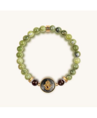 Karma and Luck Браслет с подвеской Hamsa из нефрита