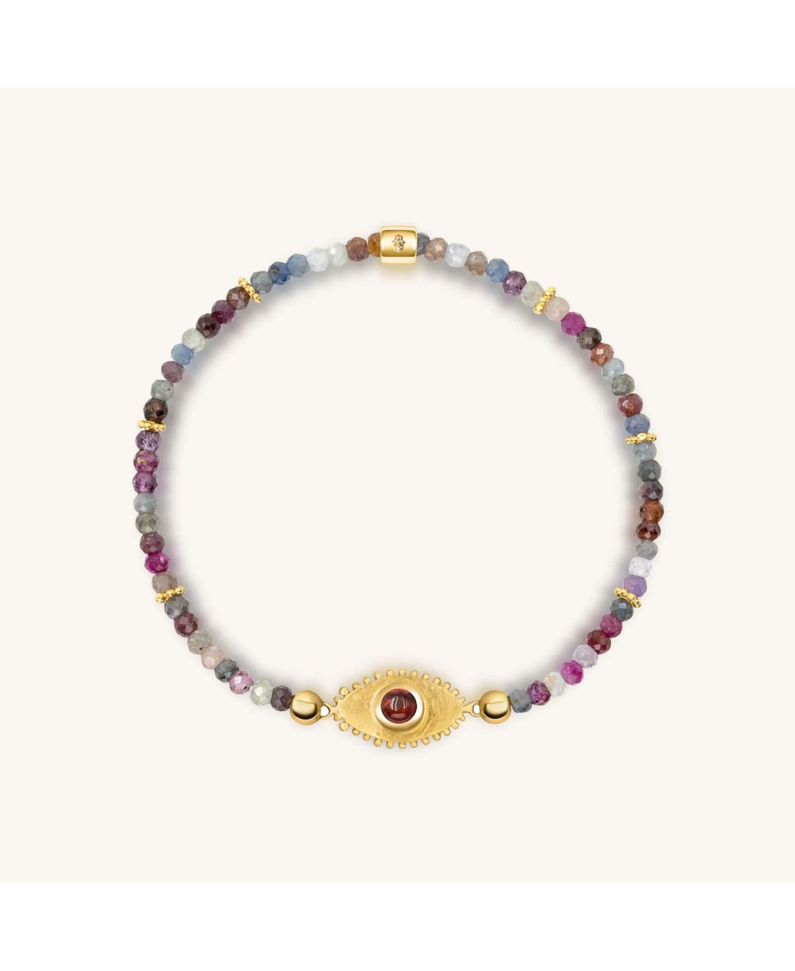 Karma and Luck Sapphire Mix Gold Evil Eye Charm Bracelet