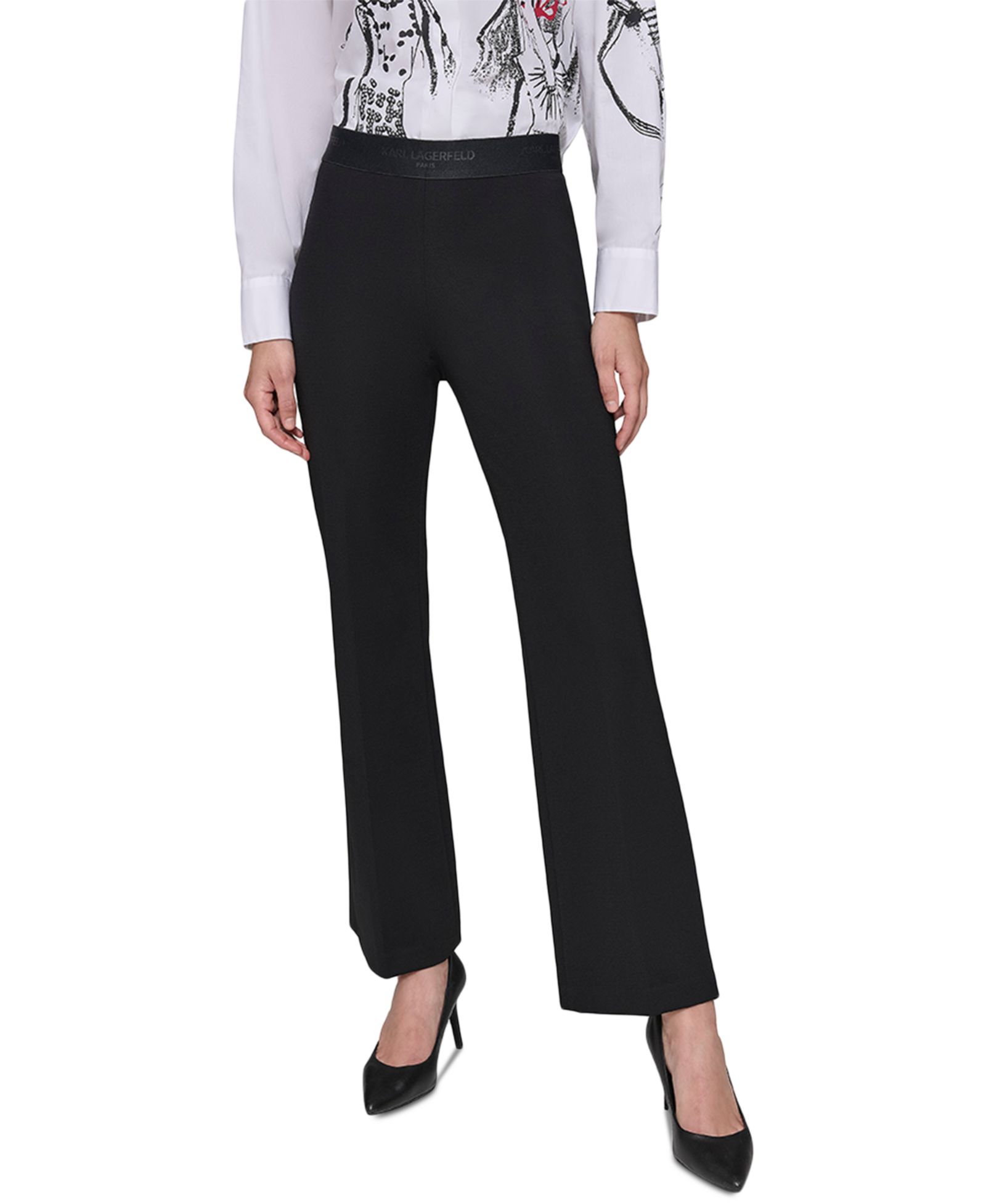 KARL LAGERFELD PARIS Women's Pull-On Boot-Cut Pants