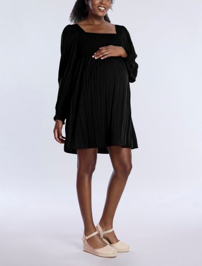Женское мини-платье Motherhood Maternity Smocked Babydoll с длинным рукавом