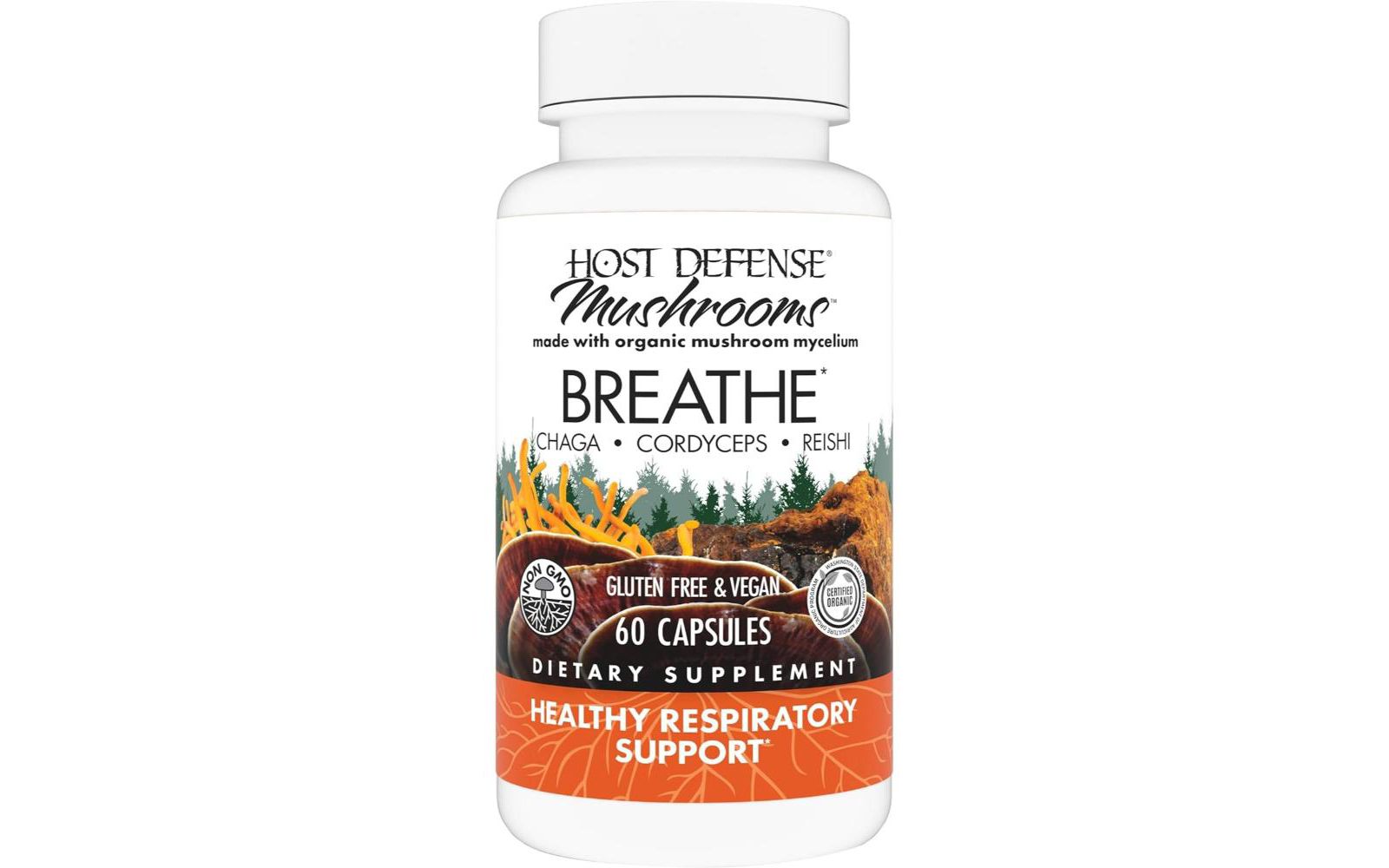 Host Defense Breathe капсулы для поддержки иммунитета и дыхания, травяная добавка, 60 капсул (30 порций)