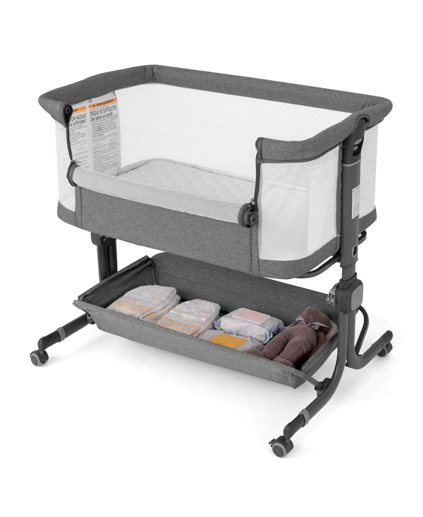 Costway Baby Bassinet Bedside Sleeper with6-Level Adjustable Height
