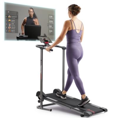 Smart Manual Walking Treadmill with Digital Monitor and 300 LB Weight Capacity — Compact & Foldable, Bluetooth Connection with SunnyFit App