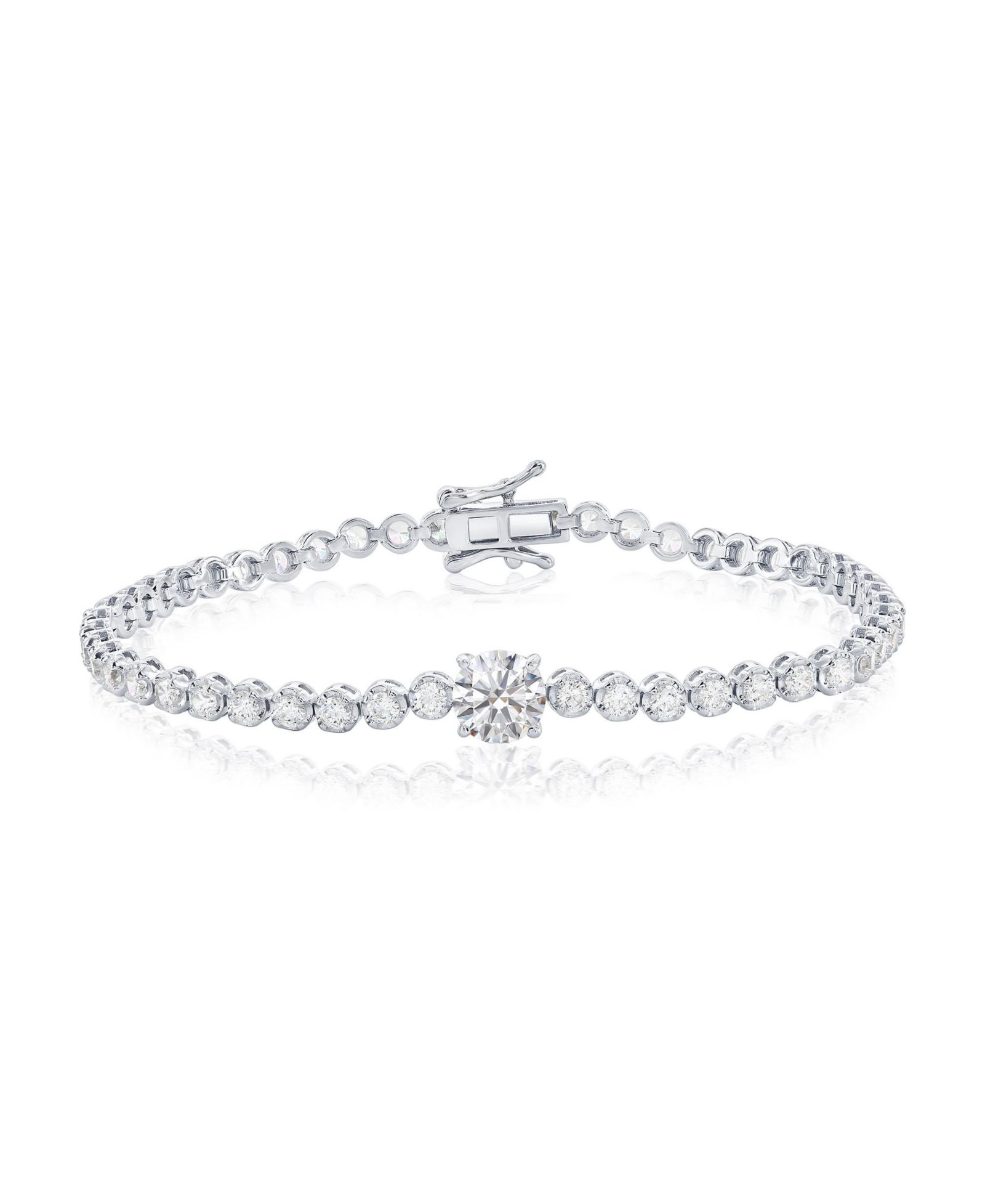 Simona Sterling Silver, 7mm & 4mm Round CZ Tennis Bracelet