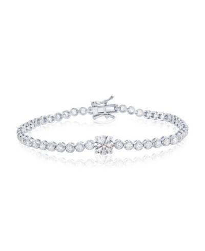 Simona Sterling Silver, 7mm & 4mm Round CZ Tennis Bracelet