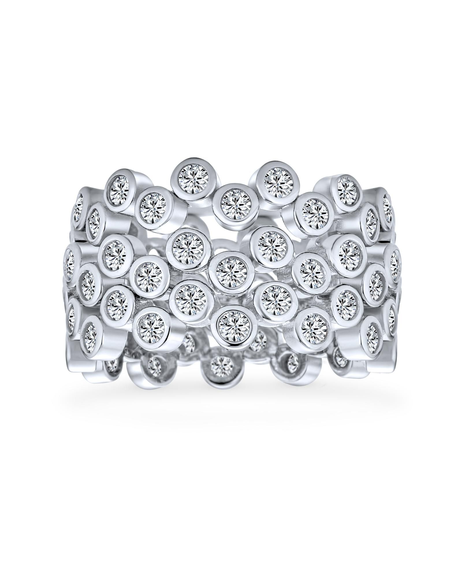 Набор колец Bling Jewelry Stackable Circle Wide Bezel Bubble Eternity Band.925 Sterling Silver