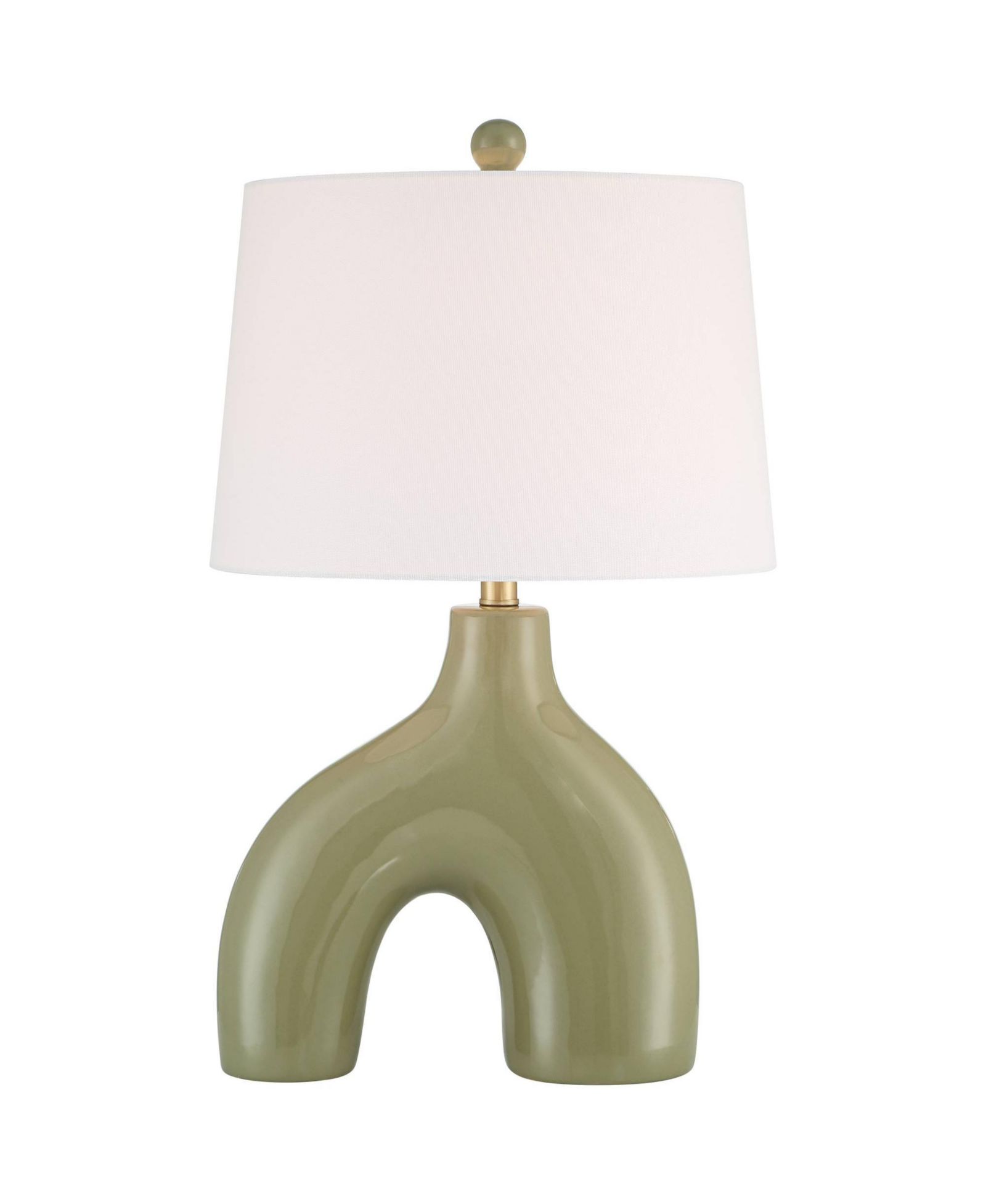 Possini Euro Design Lyrah 25" High Mid Century Modern 3-Way Table Lamp Green Glaze Finish Ceramic Single White Shade Living Room Bedroom