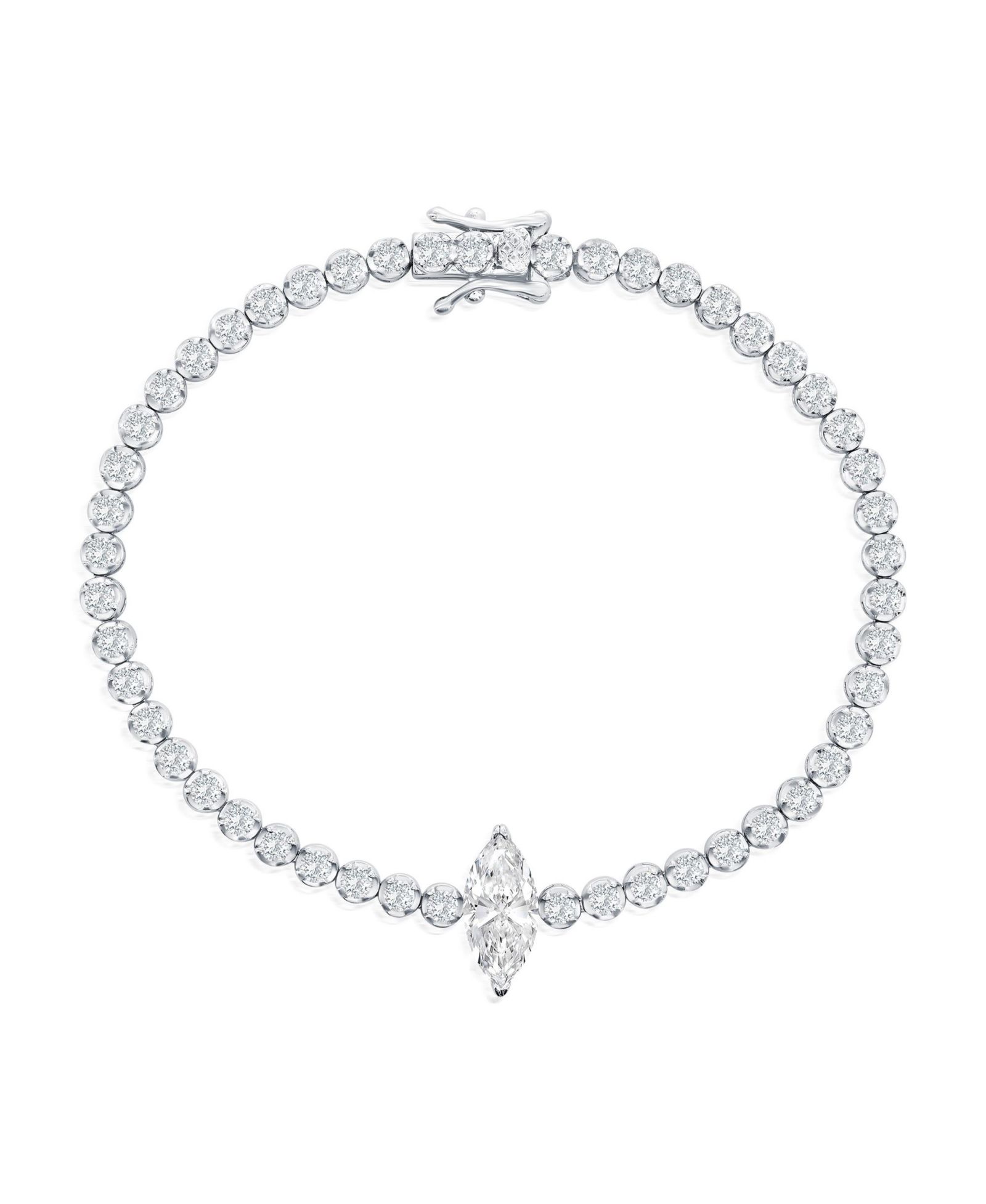 Simona Sterling Silver, Marquise & Round CZ Tennis Bracelet