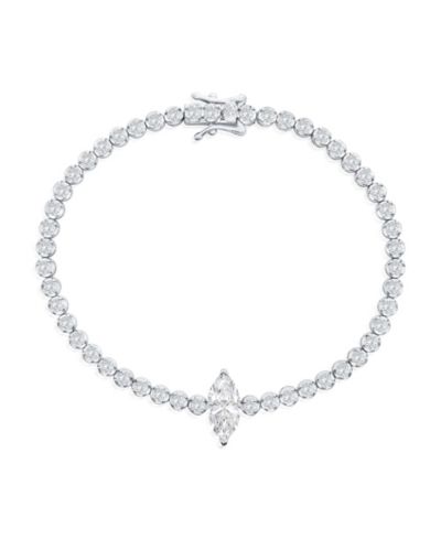 Simona Sterling Silver, Marquise & Round CZ Tennis Bracelet