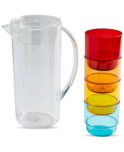 INFUSE 5 Piece Acrylic Pitcher & Glasses Drinkware Set