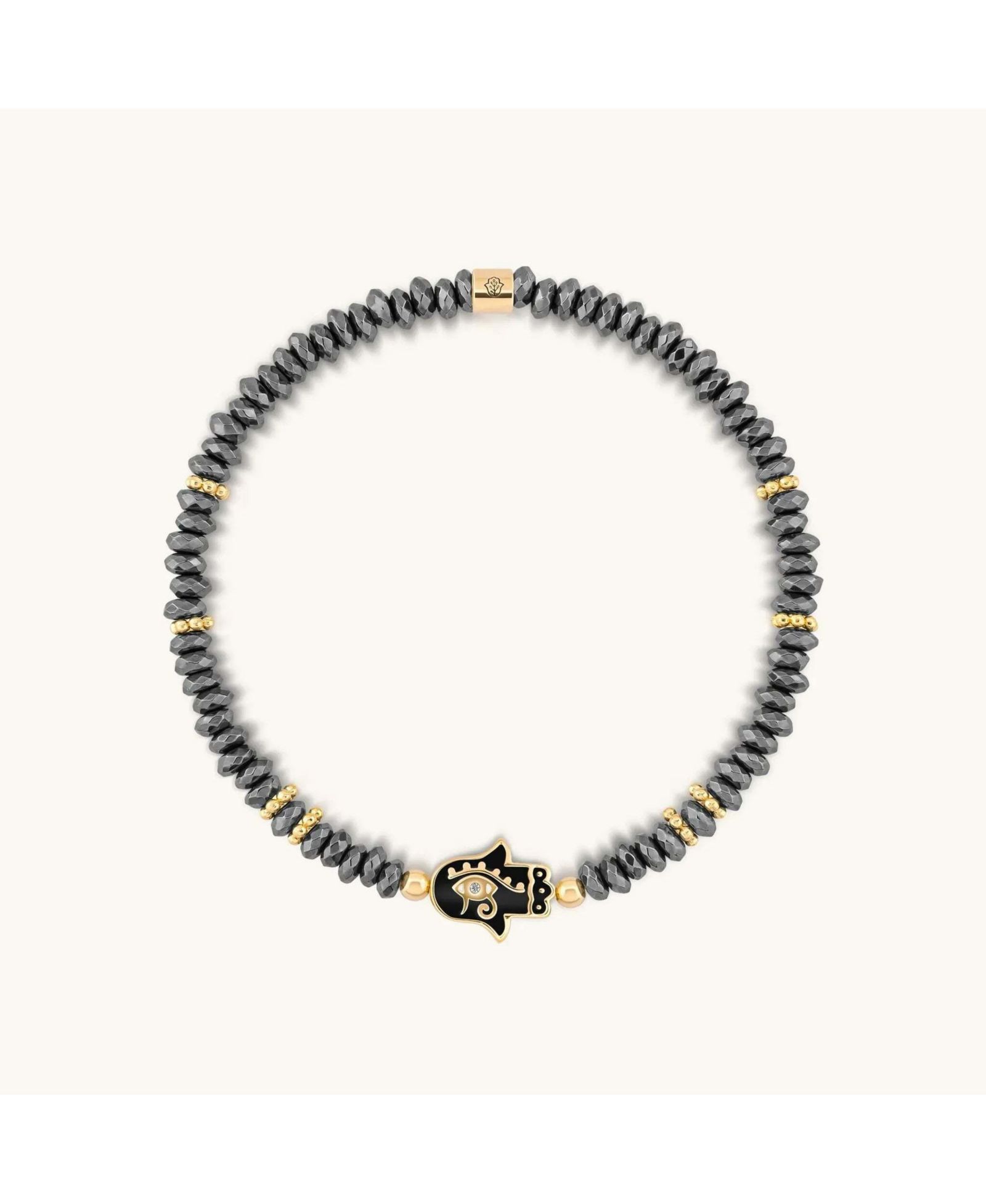 Karma and Luck Браслет-шарм Hematite Eye of Horus Hamsa