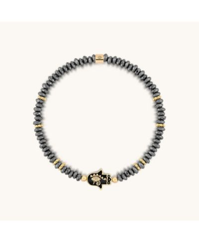 Karma and Luck Hematite Eye of Horus Hamsa Charm Bracelet