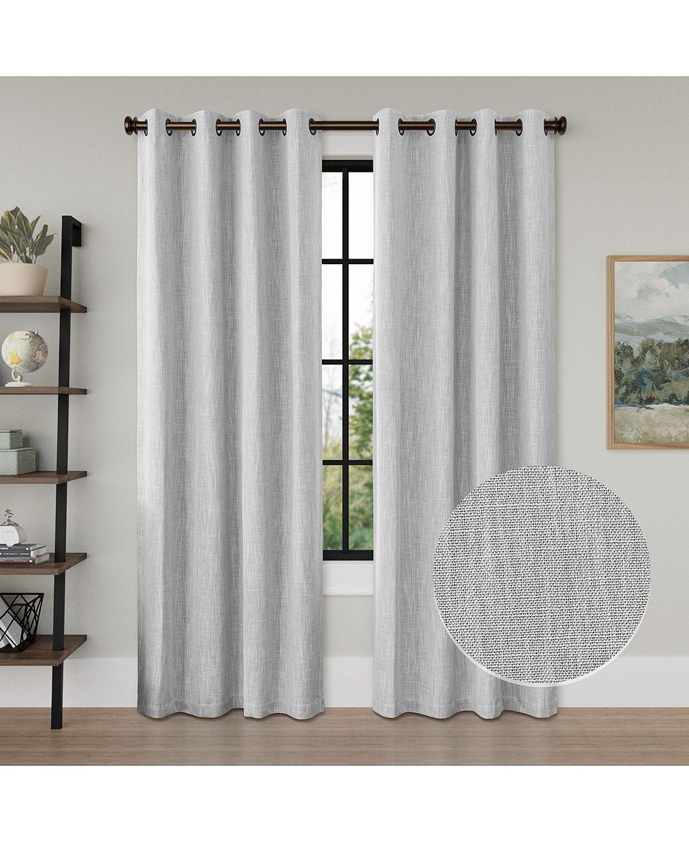 Awesome Home Linen Texture Blackout Grommet Curtains Pair (2 Panels)