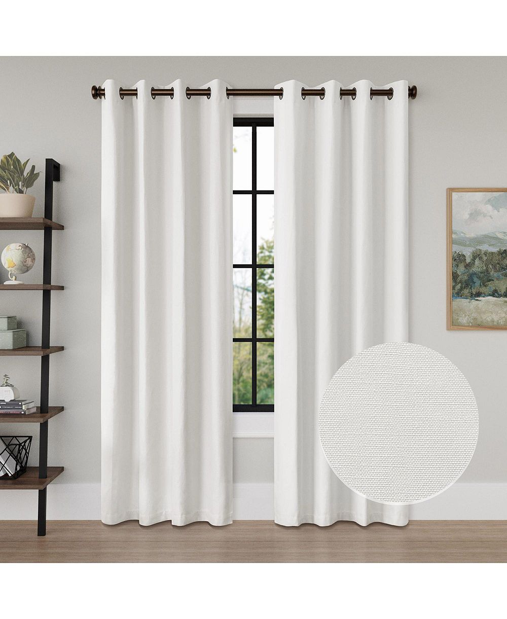 Awesome Home Linen Texture Blackout Grommet Curtains Pair (2 Panels)