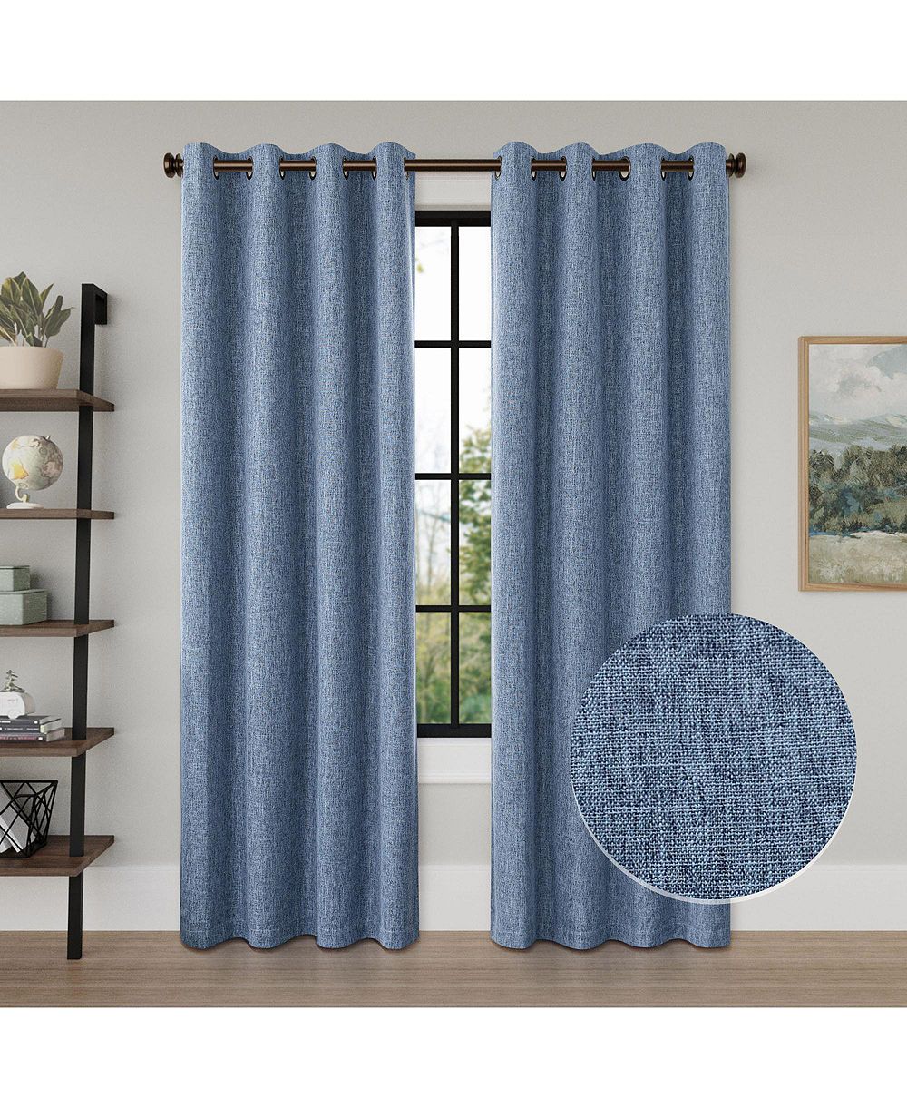 Awesome Home Linen Texture Blackout Grommet Curtains Pair (2 Panels)