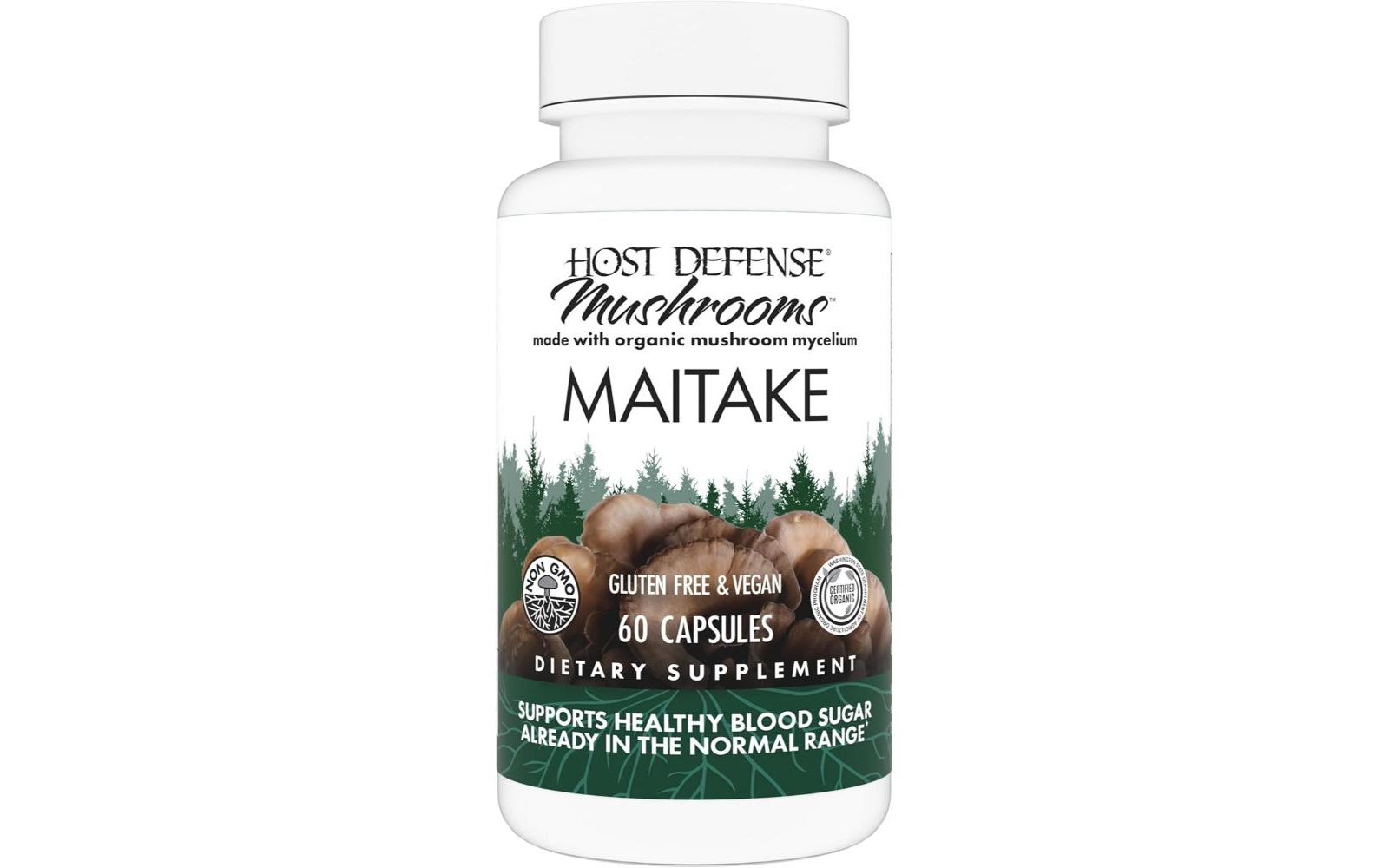 Host Defense Maitake капсулы для поддержки иммунитета и клеточного здоровья, травяная добавка, 60 капсул (30 порций)
