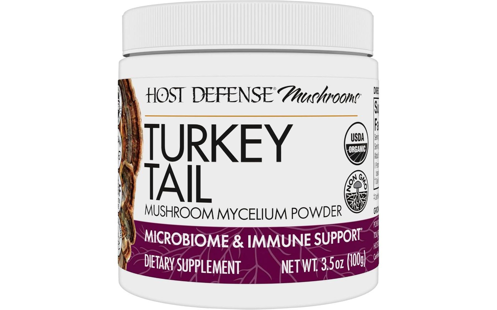 Пищевая добавка Host Defense Turkey Tail Mushroom Powder Immune Response Support Mushroom Supplement для поддержки микробиома кишечника 3.5 oz (66 порций)