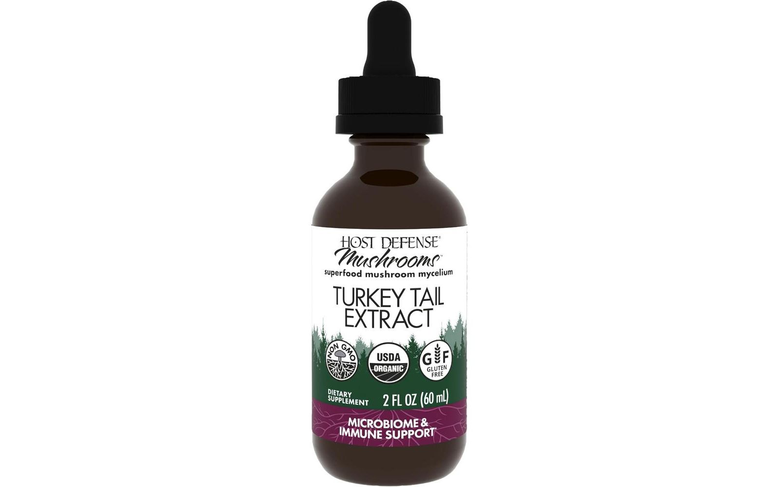 Host Defense экстракт грибов Turkey Tail — поддержка иммунитета и микробиома кишечника, 2 fl oz (60 порций)