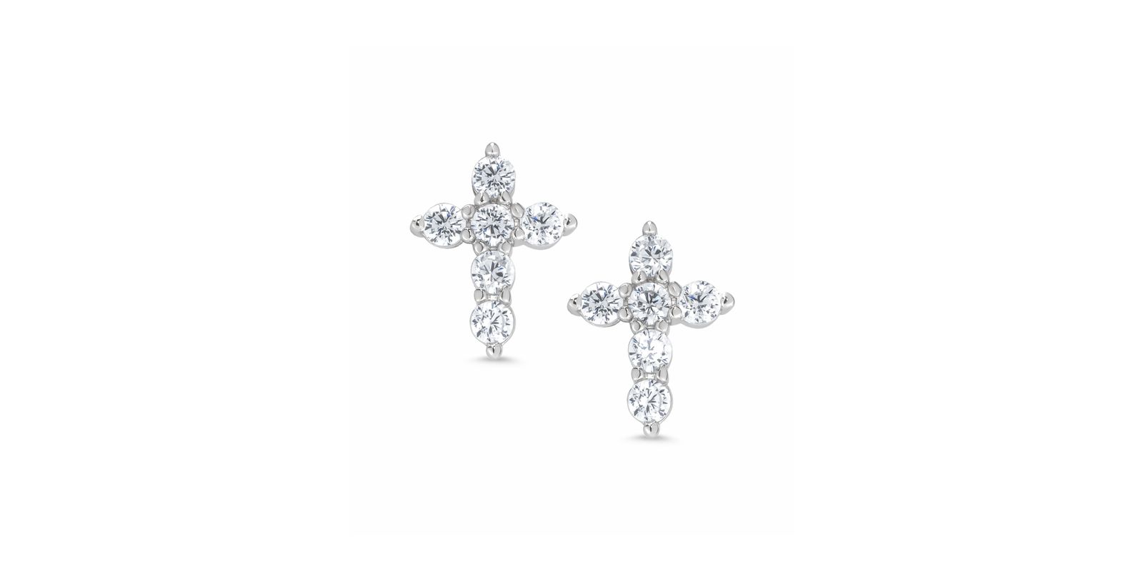 Lily Nily Girls CZ Cross Stud Earrings in Sterling Silver