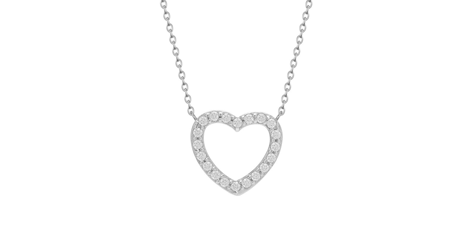 Детское ожерелье Lily Nily Open Heart с CZ из стерлингового серебра