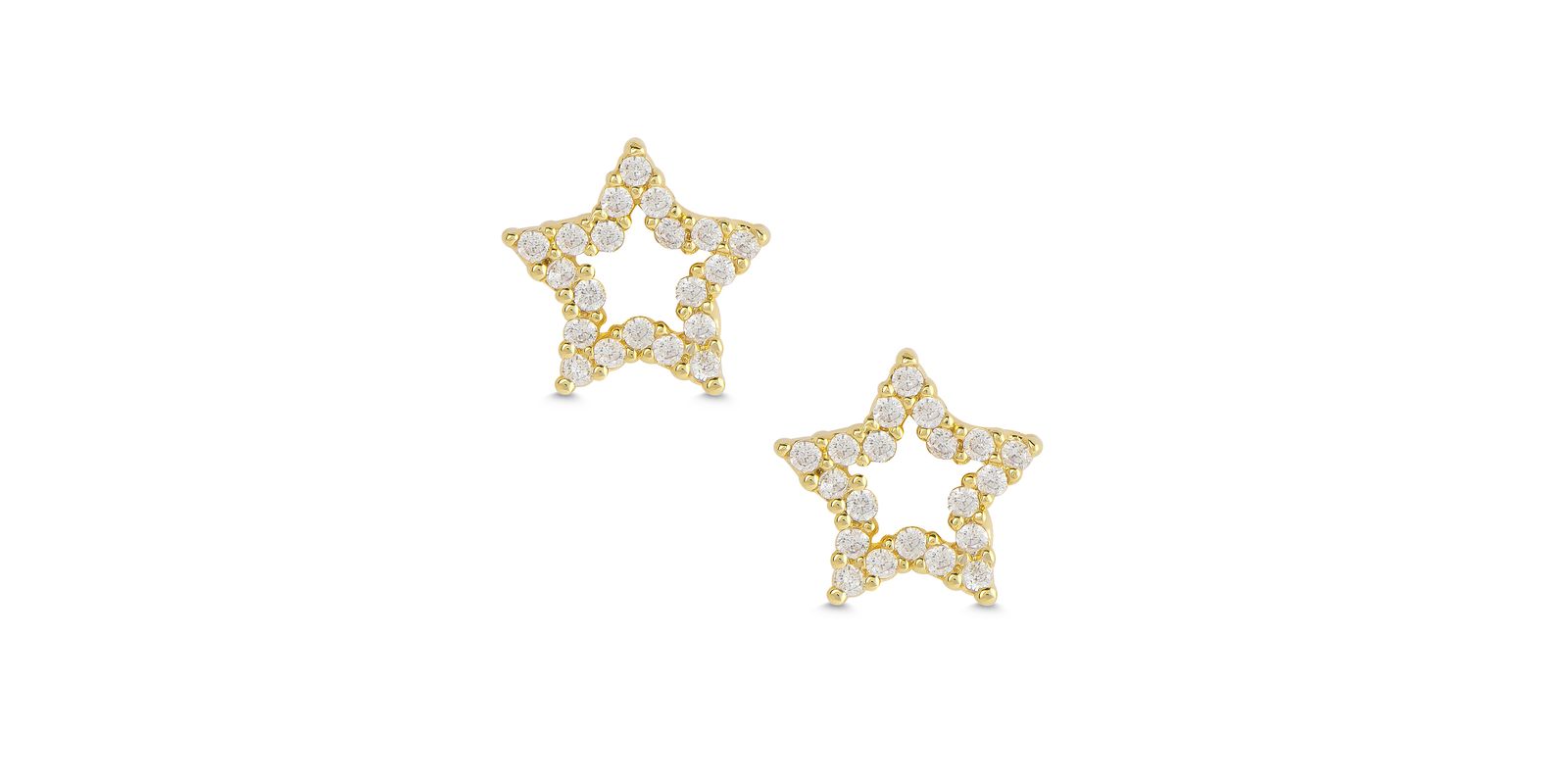 Lily Nily детские серьги-гвоздики Open Star CZ, 18k Gold поверх Sterling Silver