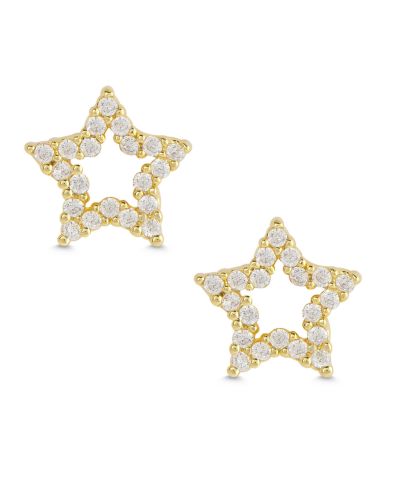 Lily Nily детские серьги-гвоздики Open Star CZ, 18k Gold поверх Sterling Silver