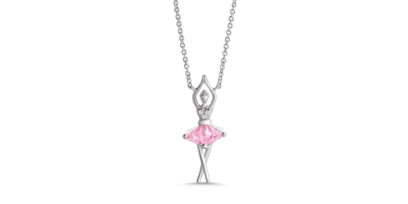 Lily Nily Детское ожерелье Ballerina из Sterling Silver (Pink & White CZ)