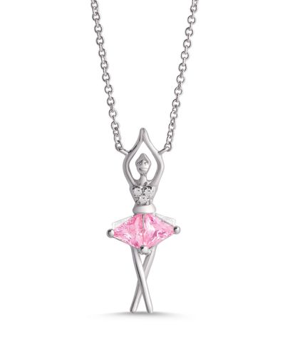 Lily Nily Детское ожерелье Ballerina из Sterling Silver (Pink & White CZ)