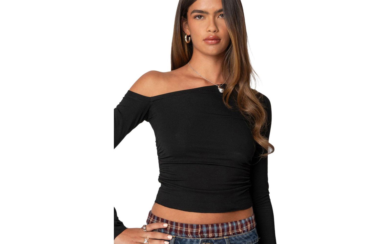 Топ Edikted Женский Stacie Asymmetric Long Sleeve