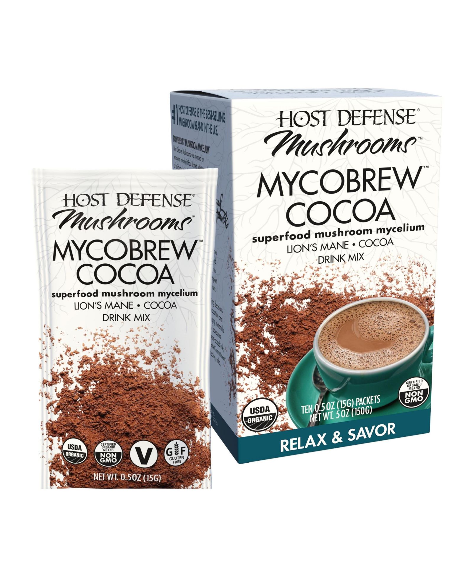 Host Defense MycoBrew Cocoa Смесь какао с грибом Lion's Mane