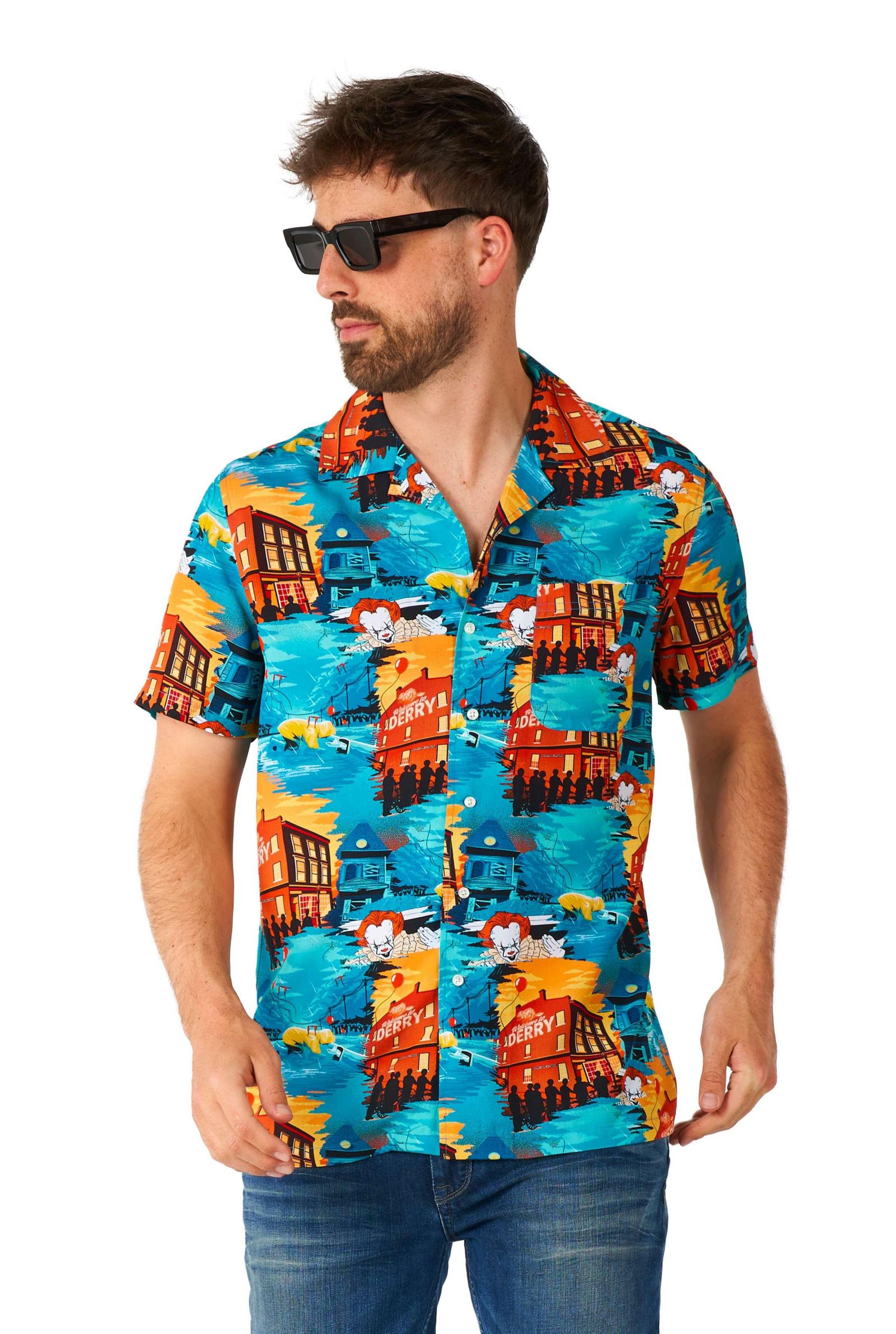 OppoSuits Men's Official IT Hawaii Shirt - Halloween Themed Party Shirt - Short Sleeve - Multicolor