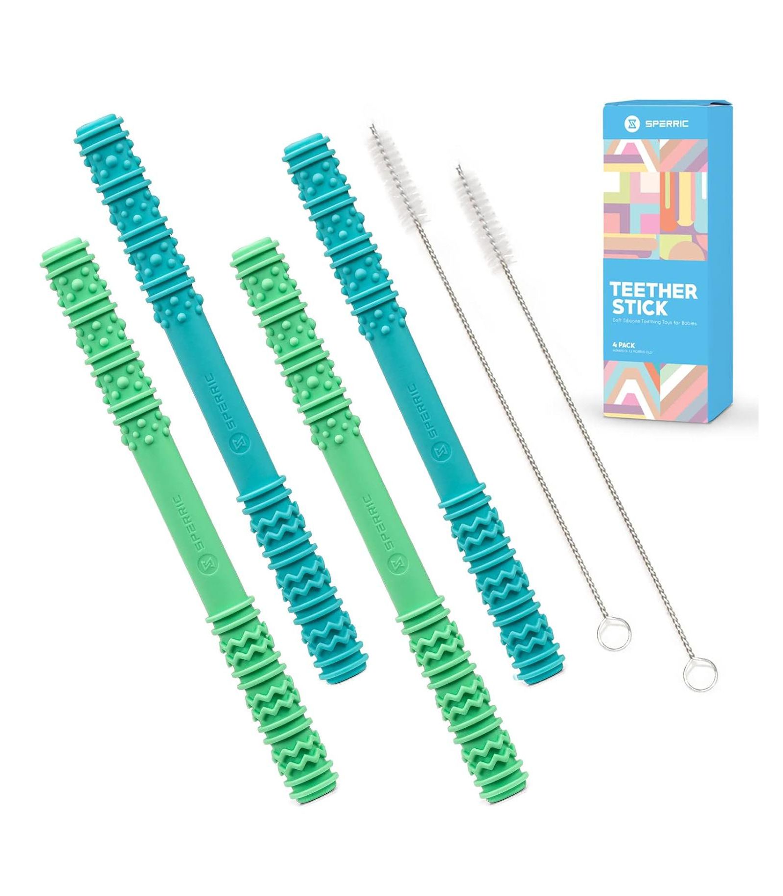 Sperric Baby Hollow Teething Tubes - Силиконовые грызунки для младенцев (Blue)